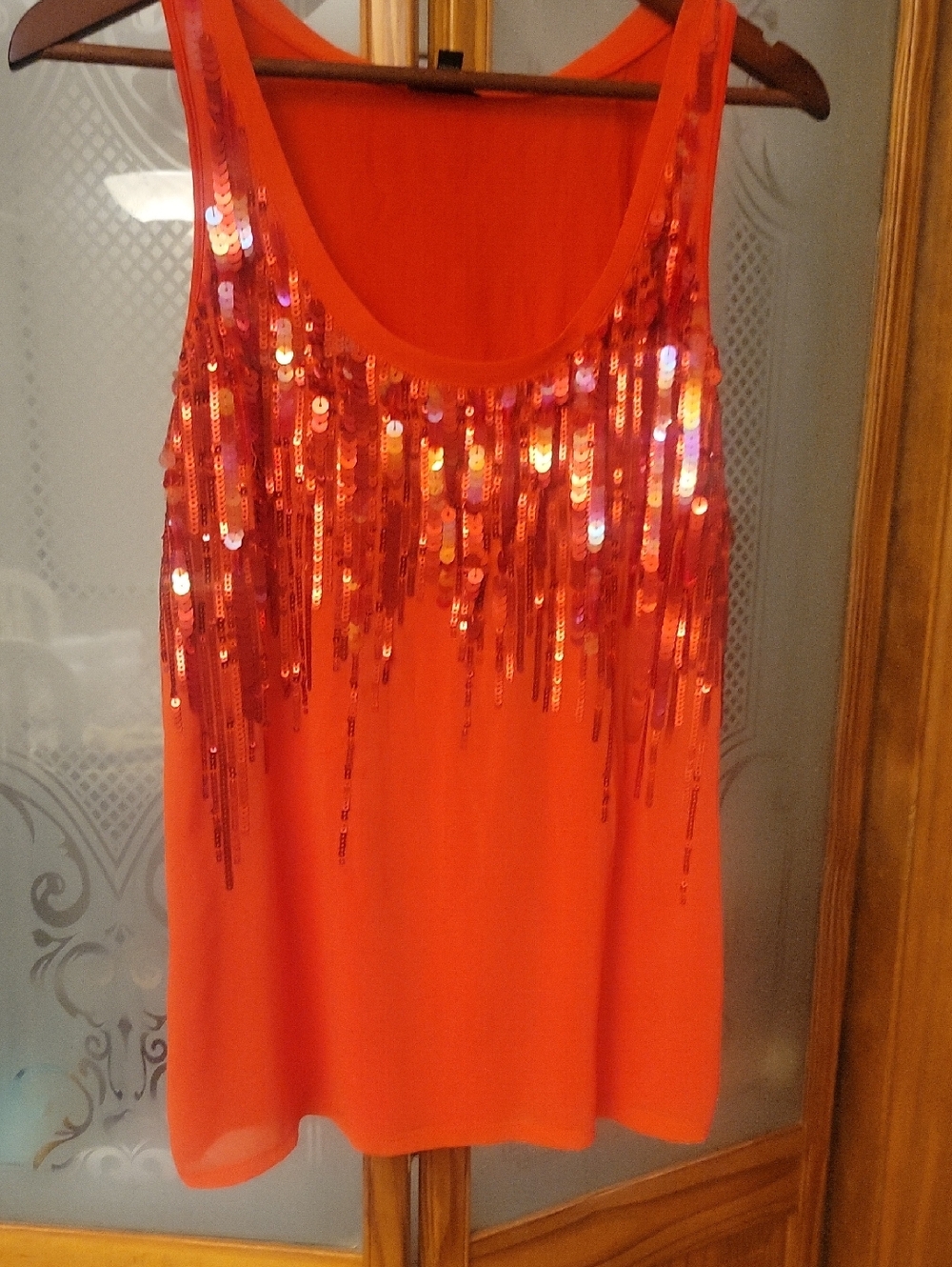 Express Red Sequin Tank Top Worn Once